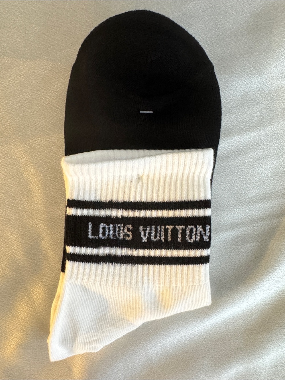 New! Louis Vuitton Black and White Logo Ankle Socks